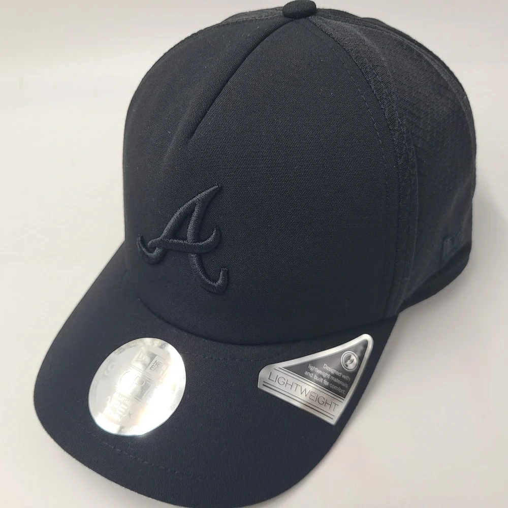 Women Atlanta Braves Hat Snapback Trucker Mesh New Era 9Forty Black MLB Apex
